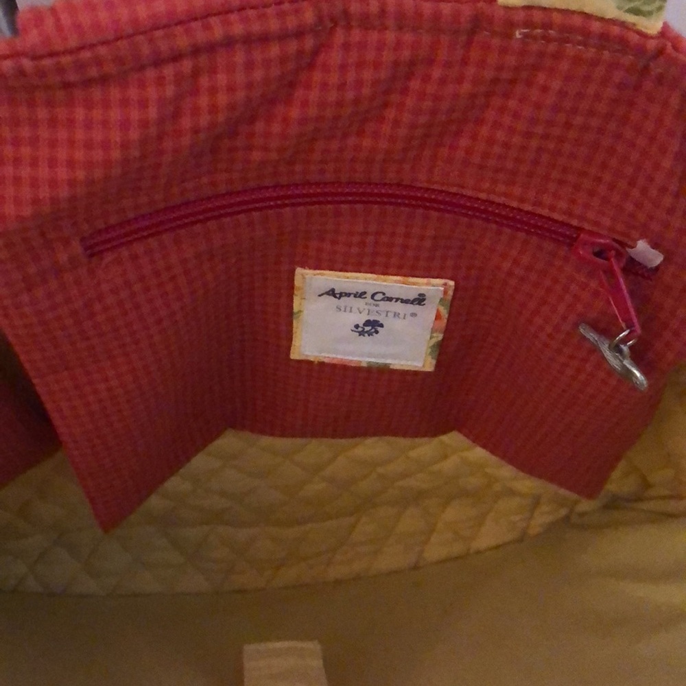 April Cornell for Silversti large yellow floral quilted fabric tote bag EUC - Picture 3 of 10